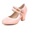 Round Toe Chunky Heels Lolita Vintage Mary Janes Double Straps Platforms Pumps - Pink