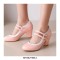 Round Toe Chunky Heels Lolita Vintage Mary Janes Double Straps Platforms Pumps - Pink