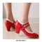 Round Toe Chunky Heels Lolita Vintage Mary Janes Double Straps Platforms Pumps - Red