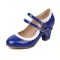 Round Toe Chunky Heels Lolita Vintage Mary Janes Double Straps Platforms Pumps - Royal Blue