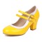 Round Toe Chunky Heels Lolita Vintage Mary Janes Double Straps Platforms Pumps - Yellow
