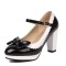 Round Toe Cute Bow-tied Chunky Heels Lolita Vintage Mary Janes Platforms Pumps - Black