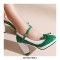 Round Toe Cute Bow-tied Chunky Heels Lolita Vintage Mary Janes Platforms Pumps - Green