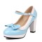 Round Toe Cute Bow-tied Chunky Heels Lolita Vintage Mary Janes Platforms Pumps - Sky Blue