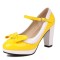 Round Toe Cute Bow-tied Chunky Heels Lolita Vintage Mary Janes Platforms Pumps - Yellow