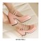 Square Toe Mary Janes Beads Chunky Heels Platforms Pumps - Pink