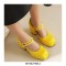 Square Toe Mary Janes Beads Chunky Heels Platforms Pumps - Yellow