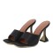 Peep Toe Rhinestones Spike Heels Sandals Slippers - Black