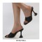 Peep Toe Rhinestones Spike Heels Sandals Slippers - Black