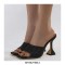 Peep Toe Rhinestones Spike Heels Sandals Slippers - Black