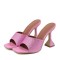 Peep Toe Rhinestones Spike Heels Sandals Slippers - Pink