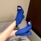 Peep Toe Chunky Heels Side Zipper Breathable Summer Boots - Blue Flock