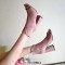 Peep Toe Chunky Heels Side Zipper Breathable Summer Boots - Pink Flock