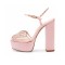 Peep Toe Chunky Heels Butterfly Rhinestones Ankle Straps Platforms Pumps - Pink