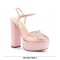 Peep Toe Chunky Heels Butterfly Rhinestones Ankle Straps Platforms Pumps - Pink