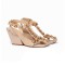 Open Toe T Straps Half Wedges Heels Rhinestones Summer Roman Greek Sandals - Apricot Tan