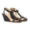 Open Toe T Straps Half Wedges Heels Rhinestones Summer Roman Greek Sandals - Black