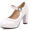 Round Toe Chunky Heels Lolita Vintage Mary Janes Heart Straps Platforms Pumps - White