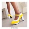 Round Toe Chunky Heels Lolita Vintage Mary Janes Heart Straps Platforms Pumps - Black