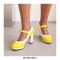 Round Toe Chunky Heels Lolita Vintage Mary Janes Heart Straps Platforms Pumps - Yellow