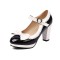 Round Toe Cute Bow-tied Chunky Heels Lolita Vintage Mary Janes Heart Straps Platforms Pumps - Black