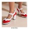 Round Toe Cute Bow-tied Chunky Heels Lolita Vintage Mary Janes Heart Straps Platforms Pumps - Black