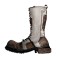 Round Toe Rustic Lace Up Side Zipper Field Military Handmade Leather Tough Guy Style Boots - Beige