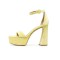Peep Toe Chunky Heels Velvet Ankle Straps Platforms Sandals Pumps - Yellow