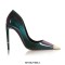 Pointed Toe Rhinestones Stiletto Heels Multicolor Pumps - Black