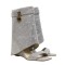 Peep Toe Rhinestones Ankle Highs Wedges Summer Boots with Zipper - Silver