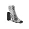 Peep Toe Transparents Rhinestones Chunky Heels Summer Ankle Highs Sandals with Zipper - Black