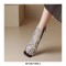 Peep Toe Transparents Rhinestones Chunky Heels Summer Ankle Highs Sandals with Zipper - Black