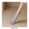 Peep Toe Transparents Rhinestones Chunky Heels Summer Ankle Highs Sandals with Zipper - Silver