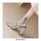 Peep Toe Transparents Rhinestones Chunky Heels Summer Ankle Highs Sandals with Zipper - Silver
