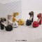 Round Toe Chunky Heels Bat Ankle Buckle Straps Pumps - Yelllow Faux Leather