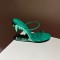 Peep Toe Monster Tiger Tooth Strange Heels Summer Sandals Slippers - Green