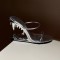Peep Toe Monster Tiger Tooth Strange Heels Summer Sandals Slippers - Silver