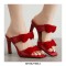 Peep Toe Ribbon Decorated Wedding Party Spring Sandals - Red