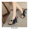 Square Peep Toe Stiletto Heels Metal Decorative Fish Mouth Sandals - Silver
