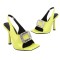 Square Peep Toe Stiletto Heels Metal Decorative Fish Mouth Sandals - Lemon Gold