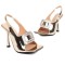 Square Peep Toe Stiletto Heels Metal Decorative Fish Mouth Sandals - Gold