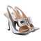 Square Peep Toe Stiletto Heels Metal Decorative Fish Mouth Sandals - Silver