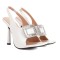 Square Peep Toe Stiletto Heels Metal Decorative Fish Mouth Sandals - White