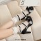 Round Toe Chunky Heels Butterfly Knot Shallow French Maid Costumes Mary Janes Shoes - Black Faux Leather