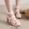 Round Toe Chunky Heels Butterfly Knot Shallow French Maid Costumes Mary Janes Shoes - Pink Faux Leather