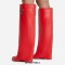 Round Toe Knee Highs Wedges Lock Decorated Side Zipper Fashion Rain Boots - Red