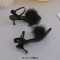 Peep Toe Kitten Heels Ankle Buckle Straps Sexy Feather Sandals - Black Flock