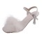 Peep Toe Kitten Heels Ankle Buckle Straps Sexy Feather Sandals - White Faux Leather