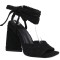Chunky Heels Peep Toe Velvet Band Straps Summer Sandals - Black