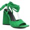 Chunky Heels Peep Toe Velvet Band Straps Summer Sandals - Green